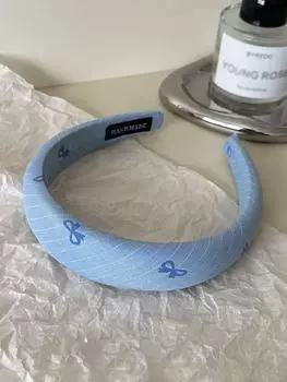 1 шт. Мягкие обручи для волос для девочек-подростков, Синие обручи для волос с бантом Нескользящие Женские Милые Повязки на голову Полосатые Повязки на голову Аксессуары для волос