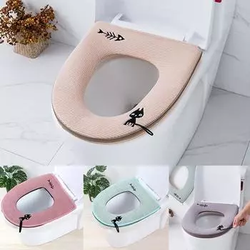 1 шт., мягкие водонепроницаемые накладки на сиденье для унитаза на молнии для дома, ванной комнаты, коврик для туалета синий