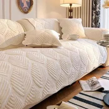 1 шт. мягкий бархатный чехол для дивана для гостиной, зимнее теплое полотенце с листьями, нескользящий универсальный чехол для дивана в форме буквы L, защитный чехол A 70x70