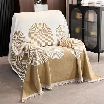 1 шт. мягкий и удобный чехол для дивана в стиле бохо - противоскользящее защитное покрытие для мебели с модными кисточками - идеально подходит для 180x180cm светло-желтого