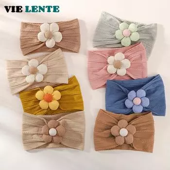 1 шт. мягкий нейлоновый платок на голову Astique подходит для новорожденной девочки, повязка на голову с цветком, эластичная повязка на голову, тюрбан, аксессуары для волос для малышей розовый