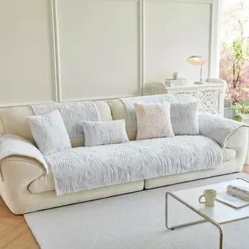 1 шт. Мягкий плюшевый чехол на диван с кроликом, Зимняя теплая утолщенная подушка для дивана для гостиной, Универсальное противоскользящее полотенце для дивана, Домашний декор 70x70cm 1pc A