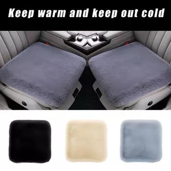 1 шт. мягкий пушистый плюшевый коврик для сиденья автомобиля квадратная подушка для сиденья автомобиля имитация меха кролика теплая дышащая чёрный