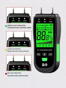 1 шт. MT19 измеритель влажности древесины, тестер влажности стен, гигрометр для картона, измеритель влажности цементного кирпича чёрный