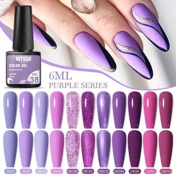 1 шт. MTSSII 6 мл гель-лак для ногтей фиолетовый блестящий цвет полуперманентный замачиваемый УФ-светодиодный лак для маникюра гель-лак для дизайна ногтей Q12773