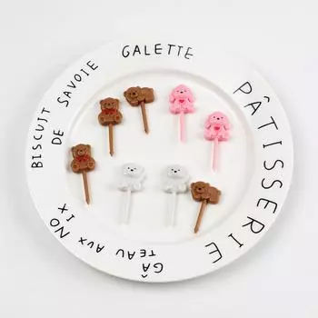 1 шт., мультяшная фруктовая вилка, медведь, рождественский подарок для детей, зубочистка в виде животного, мини-палочка для кекса, фруктовый торт, десертная вилка бенто