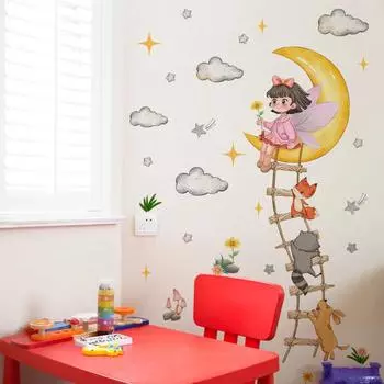 1 шт., мультяшная графическая наклейка на стену, современная многоцелевая наклейка на стену, украшение для домашнего декора стены чёрный