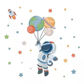 1 шт. мультяшная планета звезда астронавт настенная наклейка детская комната украшение спальня детская комната настенные наклейки гостиная декор для дома 30x90CM