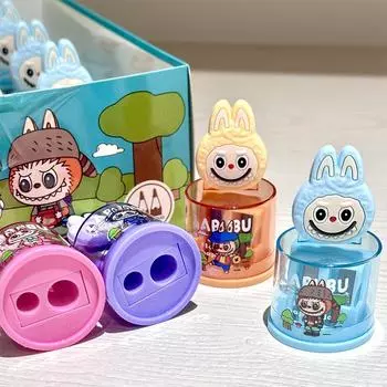 1 шт. Мультяшная портативная милая точилка для карандашей Labubu Kawaii с двойным отверстием, офисные принадлежности, студенческие канцелярские товары, подарки ONESIZE