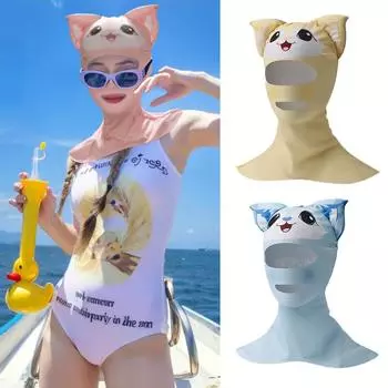 1 шт. мультяшная солнцезащитная маска для дайвинга с ледяным шелком и защитой шеи от ультрафиолета с высоким отскоком Facekini #468749 розовый