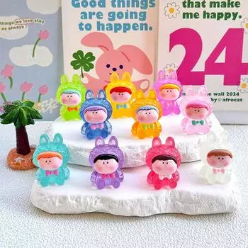 1 шт. мультяшная светящаяся фигурка кролика, кукла, микропейзаж, украшение для дома, милые миниатюры, аксессуары для салона автомобиля, подарки