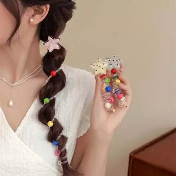 1 шт. мультяшная волнистая точка пятиконечная звезда телефон веревка петля для волос милый хвост коса артефакт сладкая звезда галстук для волос головной убор A3