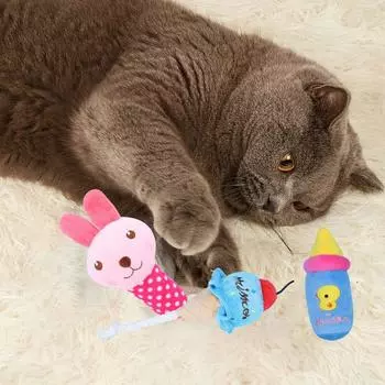1 шт. Мультяшные игрушки для домашних животных, мягкие плюшевые игрушки для собак и кошек, жевательная пищащая игрушка, интерактивные принадлежности для домашних животных