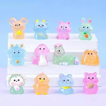 1 шт. мультяшные маленькие двенадцать знаков зодиака трехмерные светящиеся смоляные украшения для самостоятельного изготовления ночника аксессуары для украшения 6