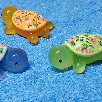 1 шт. мультяшные светящиеся миниатюры черепах в виде цветка, светящиеся в темноте, украшения для сада фей, мох, террариум, микроландшафт синий