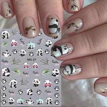 1 шт. мультяшные тисненые наклейки для ногтей в виде панды, художественные наклейки, украшения для ногтей, детские аксессуары для ногтей as the picture