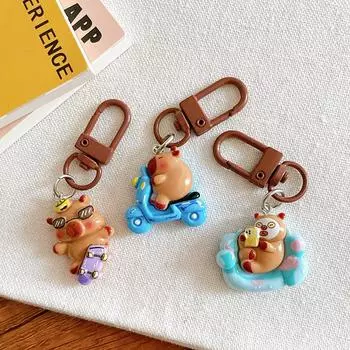 1 шт. мультяшный капибала брелок креативный капибара телефон кулон наушники чехол подвески сумка декор автомобильный брелок аксессуары