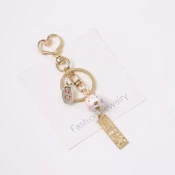 1 шт. мультяшный керамический брелок для ключей с изображением кошки удачи, автомобильная сумка, подвеска, мобильные аксессуары, подарок для пары, милый японский брелок с изображением кошки удачи чёрный