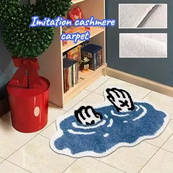 1 шт. мультяшный коврик для спальни, украшения дома на Хэллоуин, ковер для гостиной, декор, милые коврики, мягкий, толстый, пушистый, противоскользящий 40x80cm синий