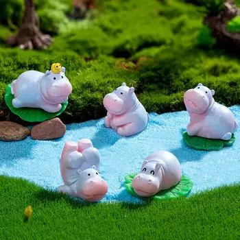 1 шт. мультяшный милый бегемот мини кукла микро ландшафтный орнамент кукольный домик домашний сад ремесло украшение сделай сам садовые аксессуары A6