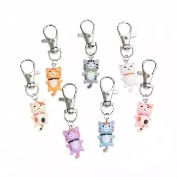 1 шт. мультяшный оранжевый кот три цветка брелок для ключей подвеска милый смоляной кот сумка аксессуары