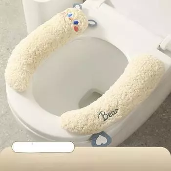 1 шт. мультяшный стиль пасты утолщенный чехол для сиденья унитаза коврик зимний теплый мягкий моющийся коврик чехол для сиденья чехол для биде аксессуары для ванной комнаты