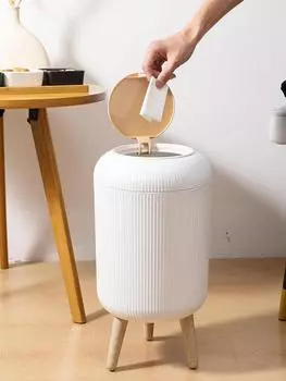 1 шт. мусорная корзина с деревянным узором белый