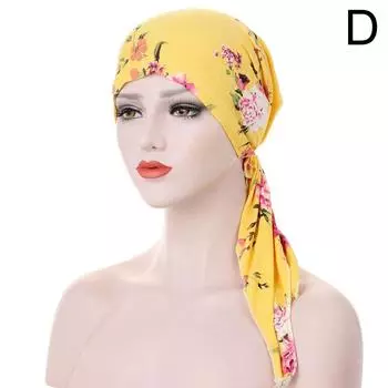 1 шт., мусульманская шляпа, женский тюрбан с цветочным принтом, шапка для химиотерапии, повязка на голову, женские аксессуары S