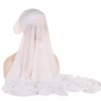 1 шт. Мусульманский шаль шарф шифон хиджаб дышащий тюрбан повязка на голову женский однотонный полиэстер с внутренней шапочкой