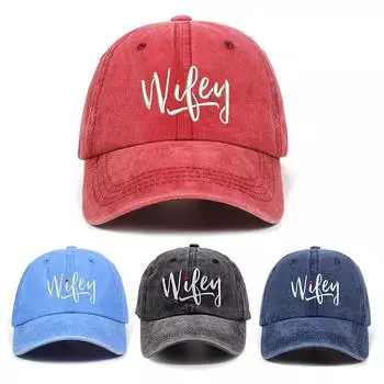 1 шт. Мужская бейсболка с потертостями и надписью WIFEY, легкая однотонная бейсболка с принтом красный
