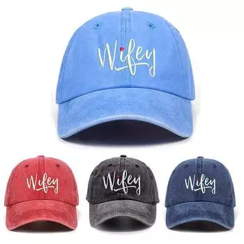 1 шт. Мужская бейсболка с потертостями и надписью WIFEY, легкая однотонная бейсболка с принтом красный