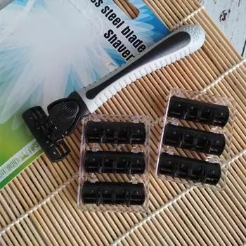 1 шт., мужская бритва с ручкой, сменный прямой безопасный держатель для бритвы, принадлежности для бритья с 12 шт., металлические мужские лезвия для бритья