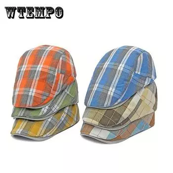 1 шт. Мужская классическая клетчатая кепка-берет, британский берет Newsboy Casual Plaid Cool Cap One Size мандариновый