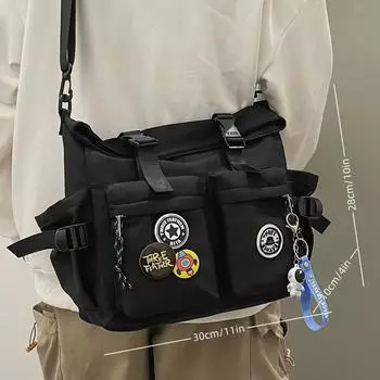 1 шт. Мужская модная нейлоновая сумка через плечо, большая вместимость, повседневная универсальная сумка-мессенджер чёрный