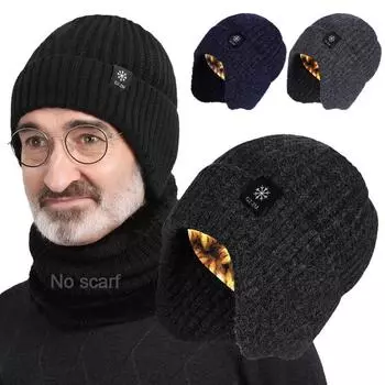 1 шт., мужская зимняя теплая шапка для защиты ушей для людей среднего и пожилого возраста, утолщенная вязаная шерстяная шапка для пожилых людей
