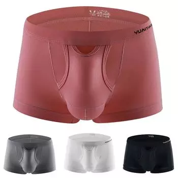 1 шт., мужские дышащие нижнее белье, боксеры, сексуальные трусики с выпуклым мешочком, трусы со средней талией M белый