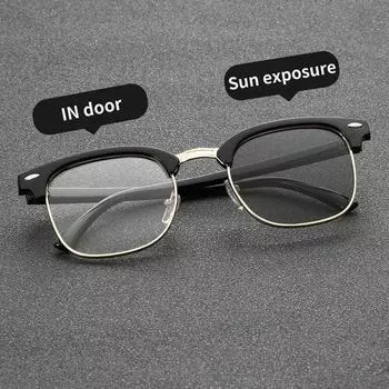 1 шт. Мужские геометрические модные фотохромные очки для школьной жизни, повседневной одежды, аксессуаров для повседневных очков, аксессуаров коричневый
