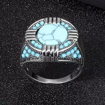 1 шт. мужские и женские модные кольца из сплава, роскошное элегантное деловое бирюзовое кольцо Size 7