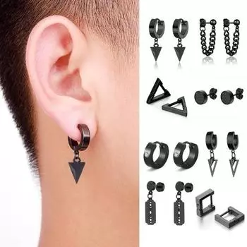 1 шт. мужские серьги-гвоздики однотонные в стиле панк разных форм в готическом стиле F