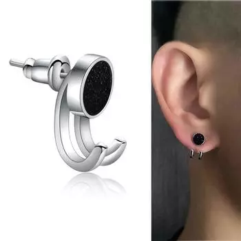 1 шт. мужские серьги-гвоздики в стиле Kpop в стиле панк серебряного цвета для женщин, индивидуальные черные серьги для пар, подарок на день Святого Валентина серебряный