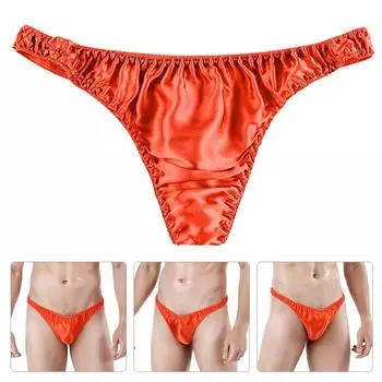 1 шт., мужские трусики, трусы-стринги, нижнее белье из шелкового атласа, однотонное нижнее белье, мягкое и удобное 2XL