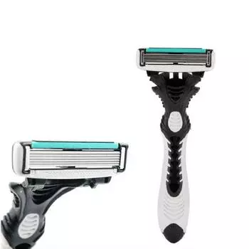 1 шт., мужское безопасное традиционное классическое 6-слойное лезвие для бритья, ручная бритва из нержавеющей стали для волос чёрный