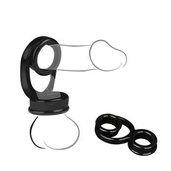 1 шт., мужское двойное кольцо на член с шариковым ремешком, эластичные двойные кольца для пениса, взрослые мужские секс-игрушки, мягкие силиконовые кольца для пениса для пар 1pcs