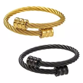 1 шт., мужской титановый ионный браслет, браслет из стальной проволоки, мужской браслет в стиле хип-хоп, панк, открытая эластичная манжета на запястье белый