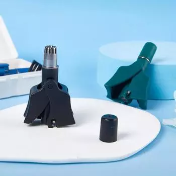 1 шт., мужской триммер для волос в носу, ручной триммер из нержавеющей стали, подходит для бритвы для волос в носу, моющийся портативный триммер для волос в носу синий