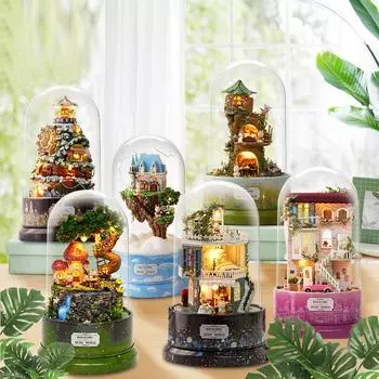 1 шт. Музыкальный кукольный домик, вращающаяся будка, кукольный домик своими руками с прозрачной крышкой, музыкальная шкатулка для детей, рождественский подарок