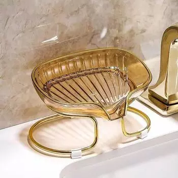 1 шт. мыльница может сливать воду без перфорации, легкая, роскошная атмосфера, самостоятельная форма, сливной лист, высокая тарелка, конец мыла 1pc color A