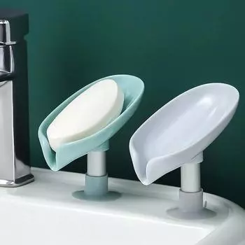 1 шт., мыльница на присоске для ванной комнаты, душа, переносная мыльница в виде листа, пластиковый губчатый лоток для кухни, аксессуары для ванной комнаты синий