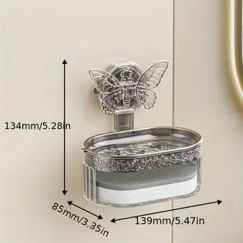 1 шт. Мыльница на присоске, самоклеящаяся, двухслойная, с дренажем, настенное крепление, полка для мыла для ванной и туалета, настенная мыльница