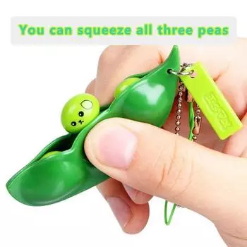 1 шт. набор игрушек-фиджет Portachiavi, декомпрессионные игрушки Edamame, мягкие, сжимающие гороховые бобы, брелок, милая игрушка для снятия стресса, брелок для ключей для взрослых 6CM зелёный